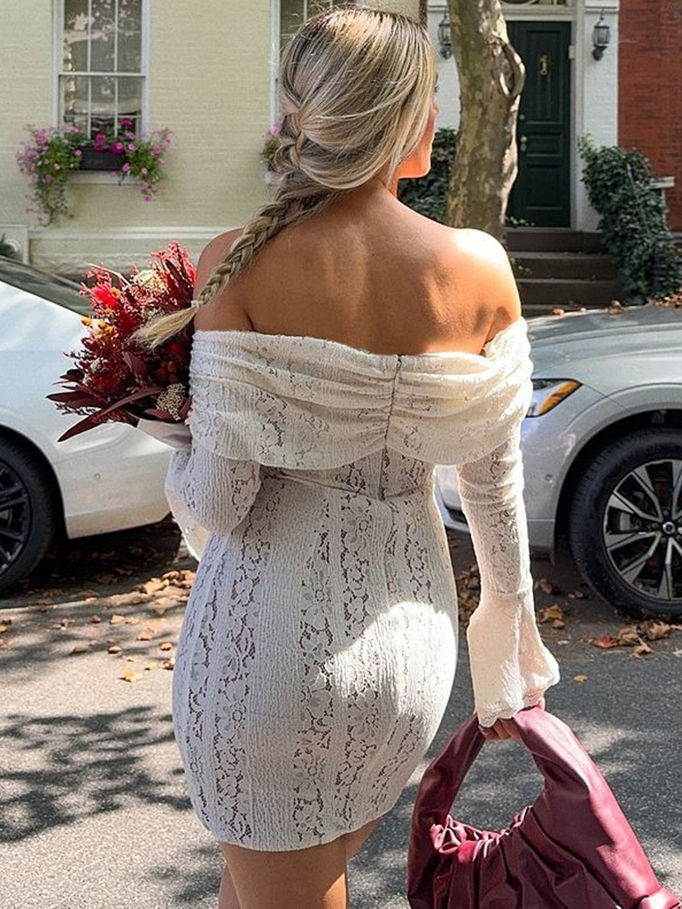 Ava | Romantic Bell Sleeve Off-Shoulder Lace Mini Dress