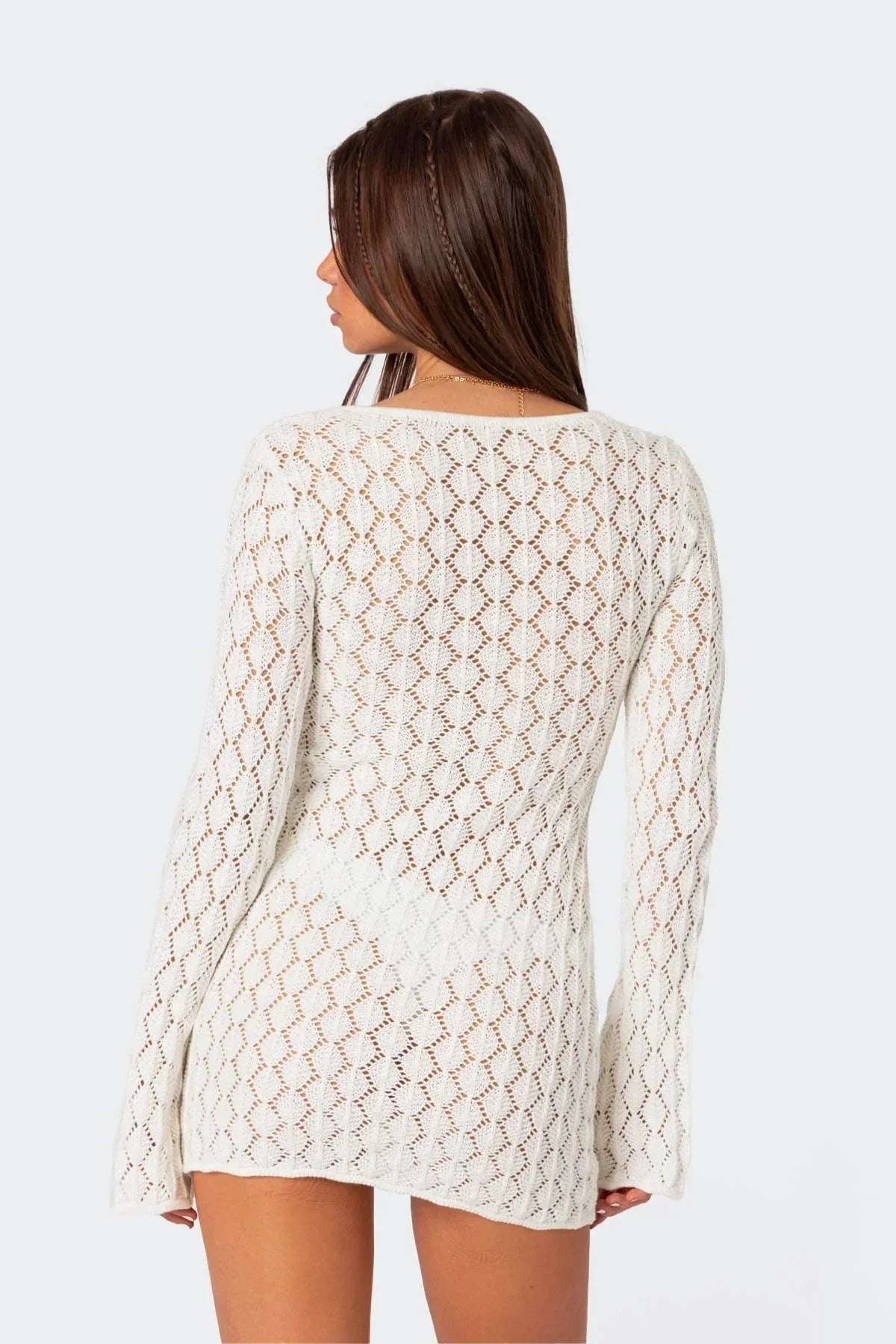 Maré | Breezy Open-Knit Long-Sleeve Crochet Mini Dress