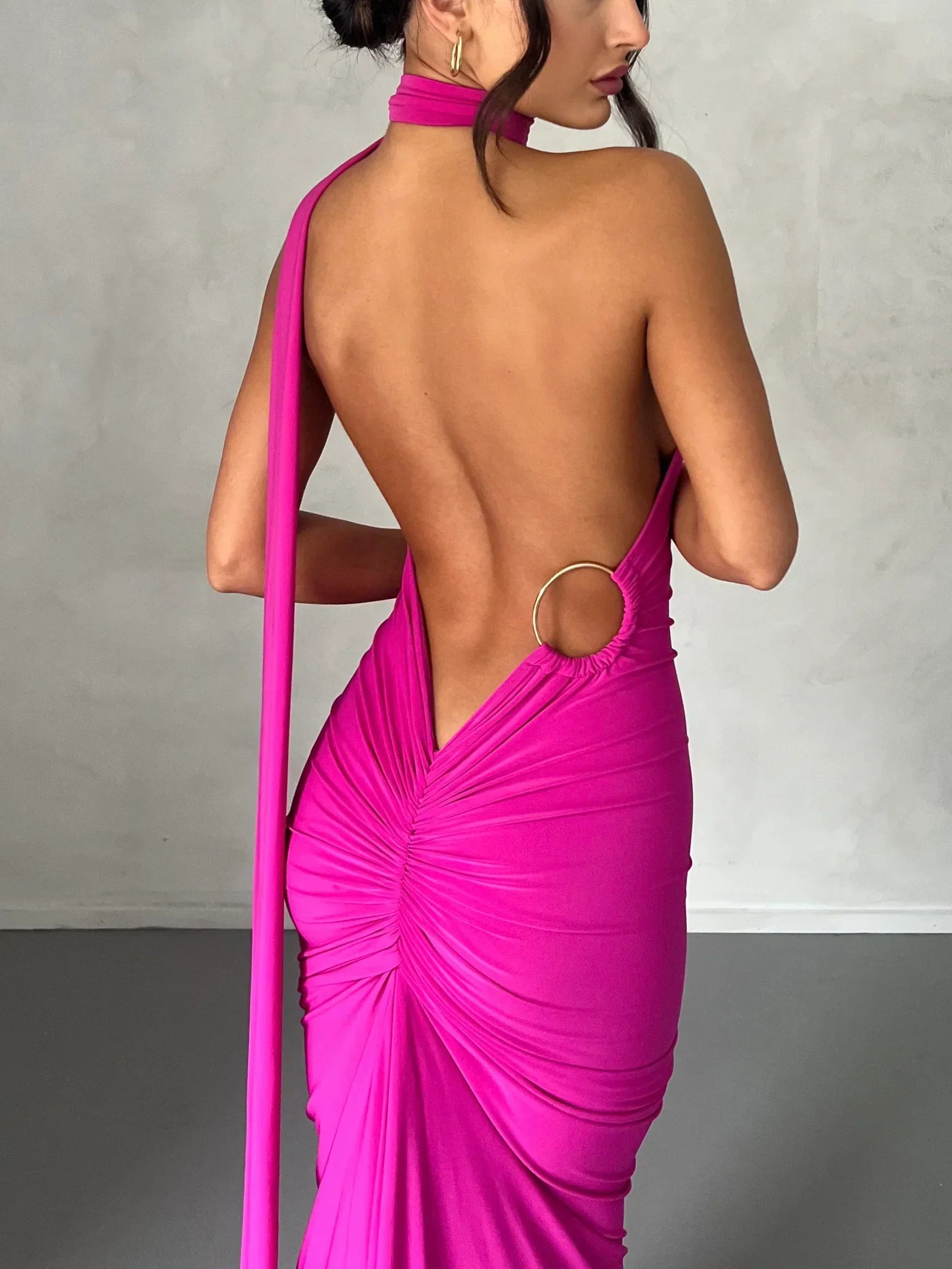 Tina | Versatile Sash One-Shoulder Grecian Maxi Dress