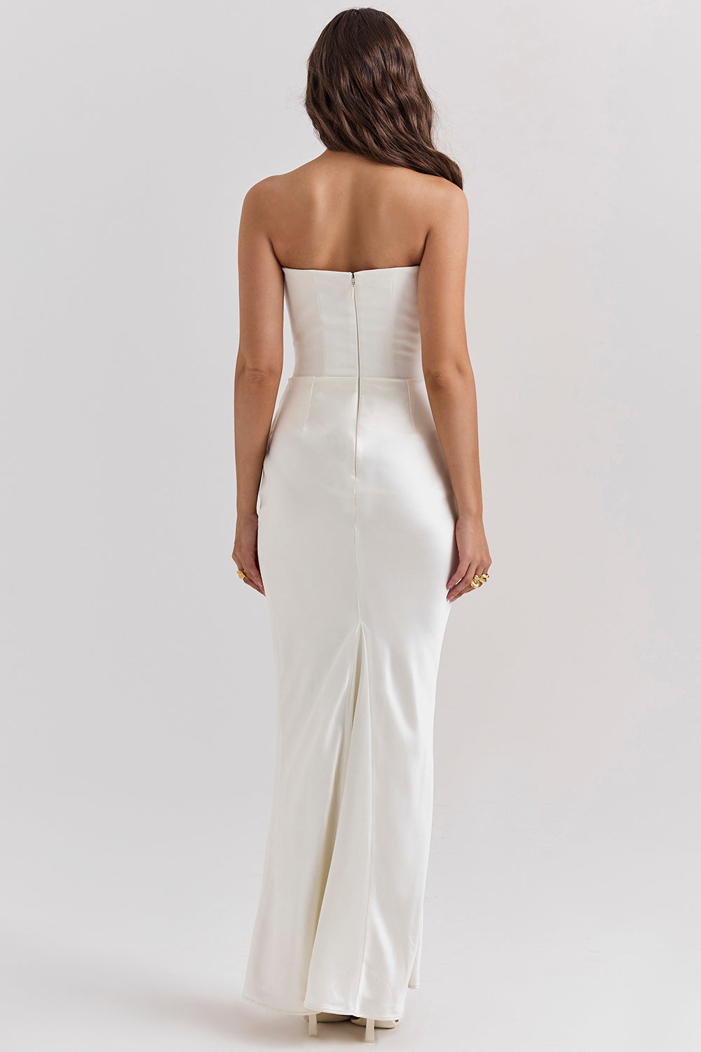 Stella | Strapless Satin Structured Bodice Maxi Dress