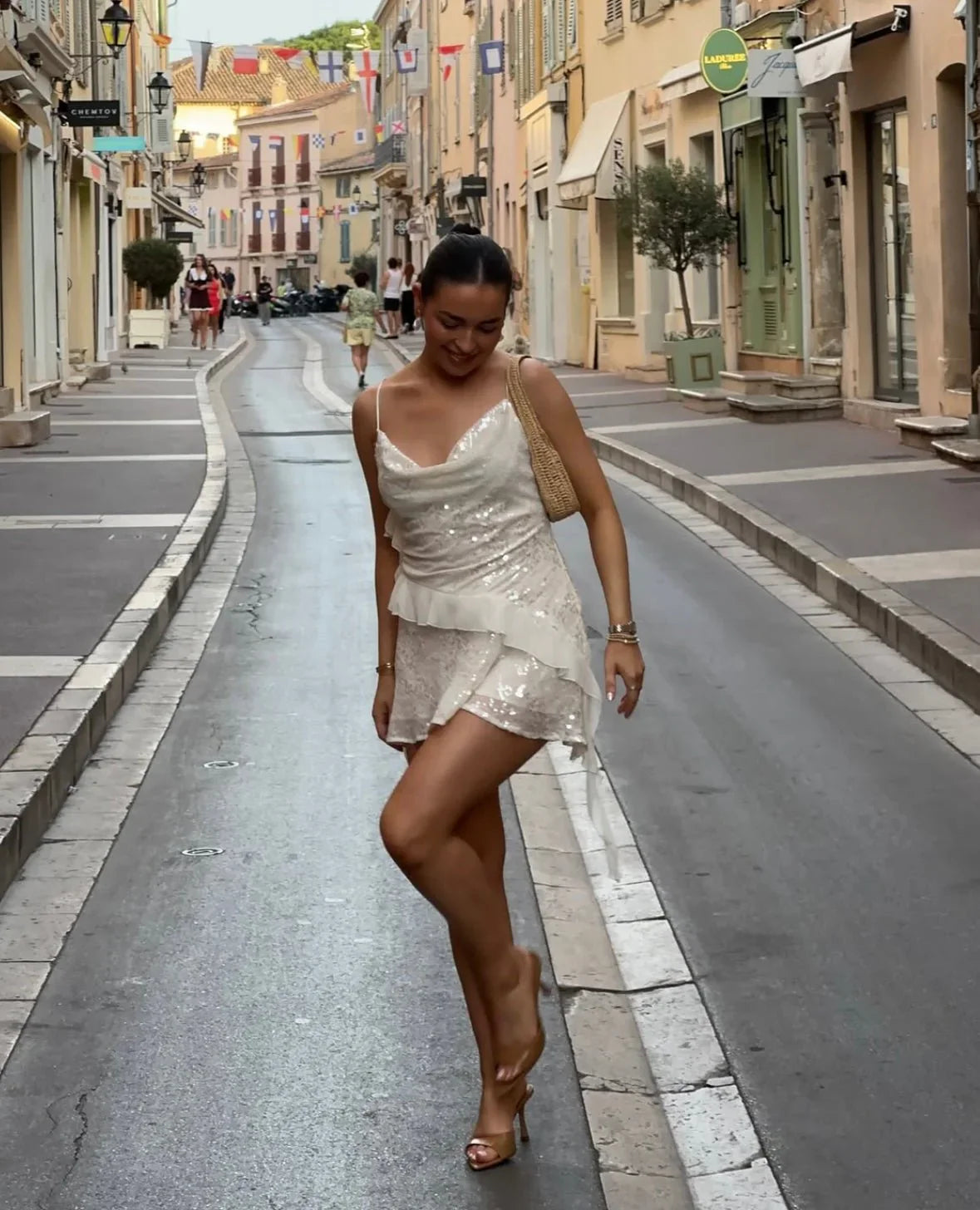 Adeline | Women's White Sleeveless Sequin Mini Summer Dress