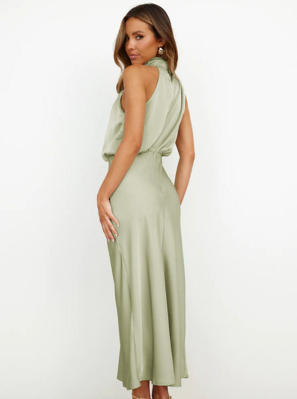 Briony | Women's Green Elegant Halter Neck Maxi Wedding Guest Dress