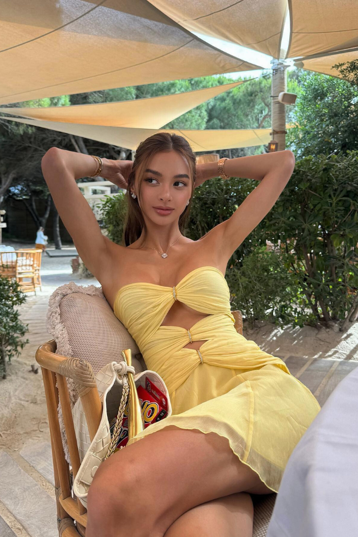 Emberlyn | Women's Yellow Strapless Cut-Out Mini Summer Vacation Dress