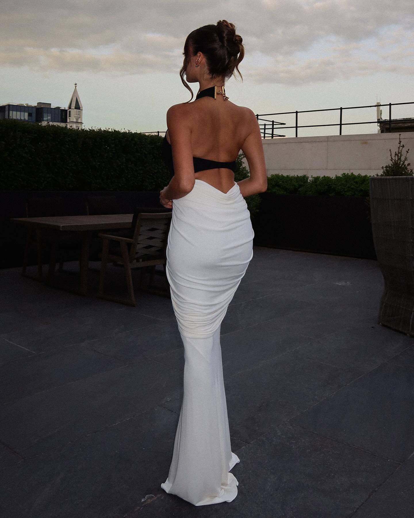 Women's Sleeveless Backless Ruched Bodycon Maxi Dress