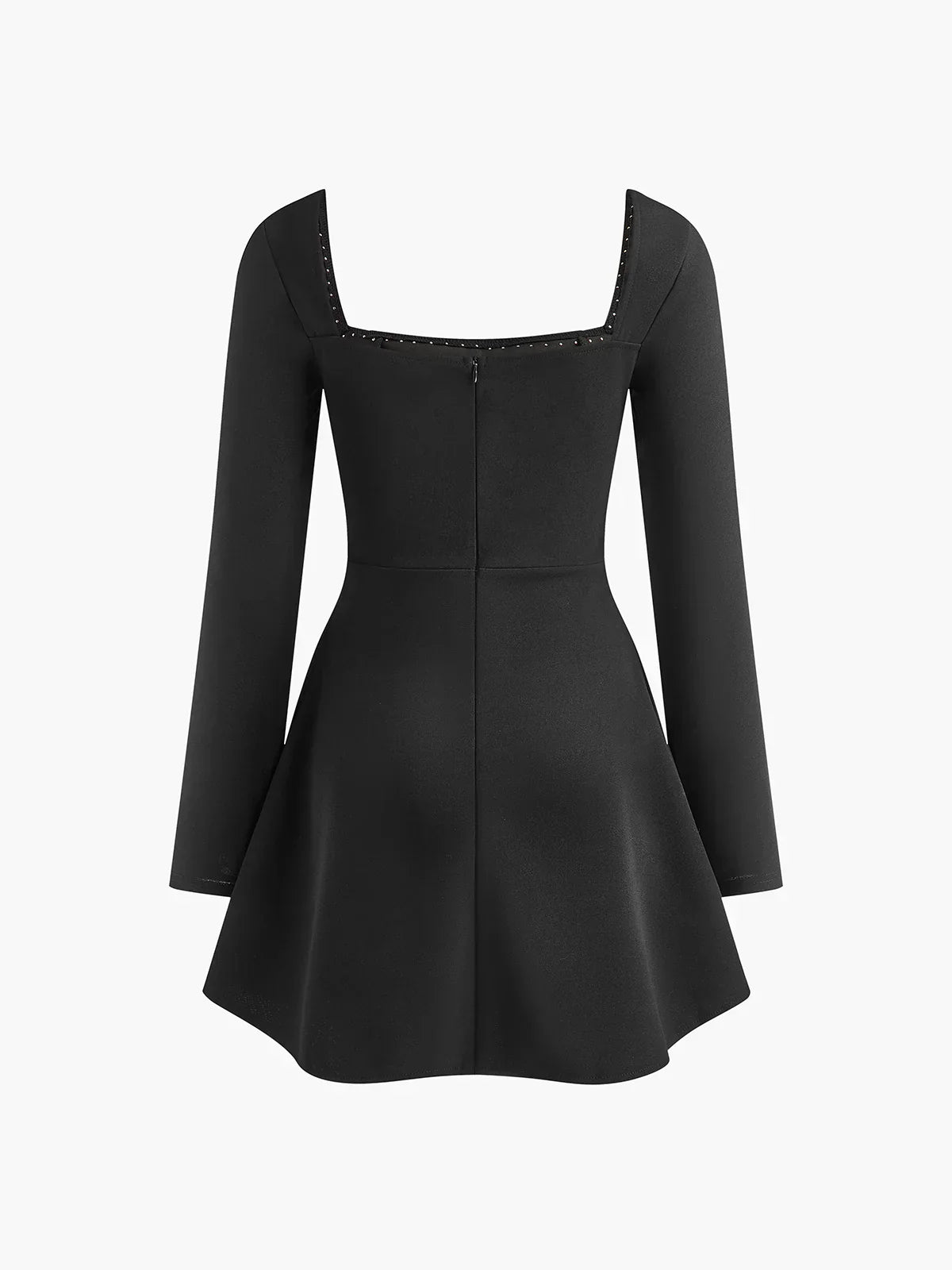 Frankie | Women's Black Longsleeve Mini Party Dress with Pearl Details