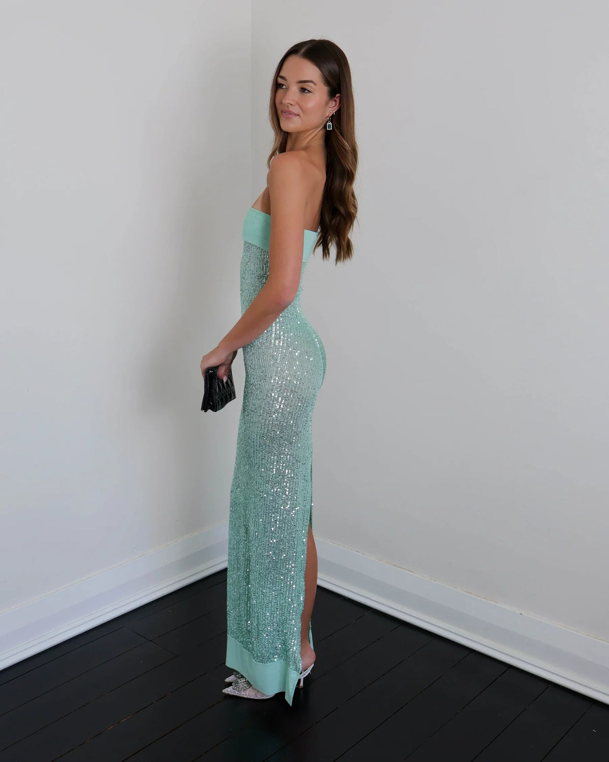 Maritza | Women's Green Strapless Sequin Maxi Prom Dress