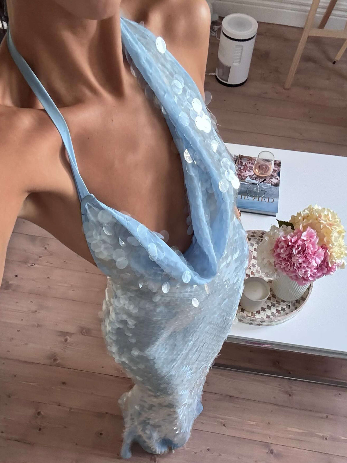 Suzy | Women's Sky Blue Sleeveless Sequin Maxi Summer Dress