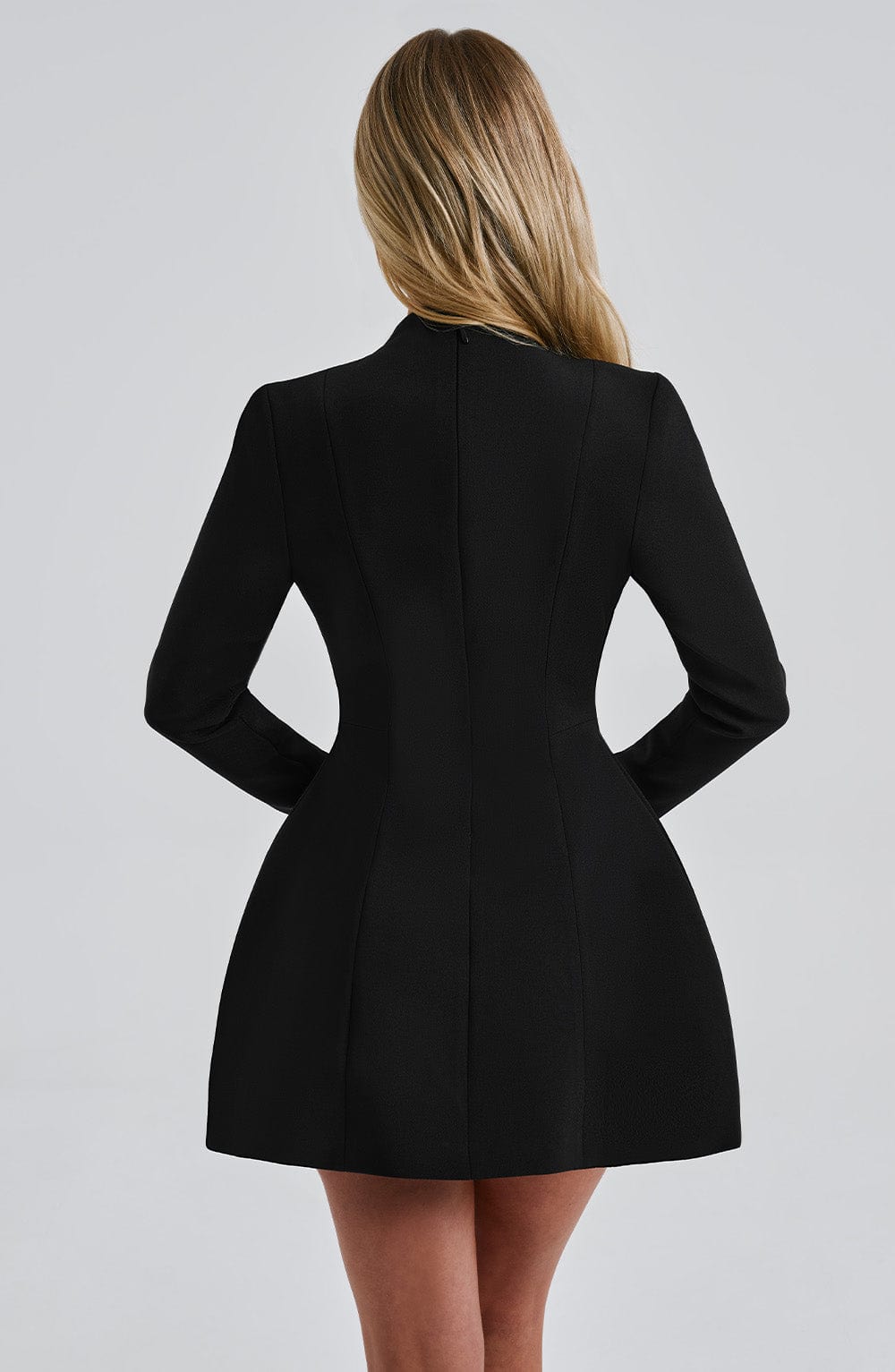 Vera | Women's Long Sleeve Deep V-neck Mini Blazer Dress