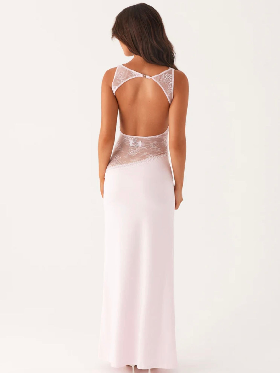 Shelly | Stretchy Round NeckBackless Laced Maxi Dress