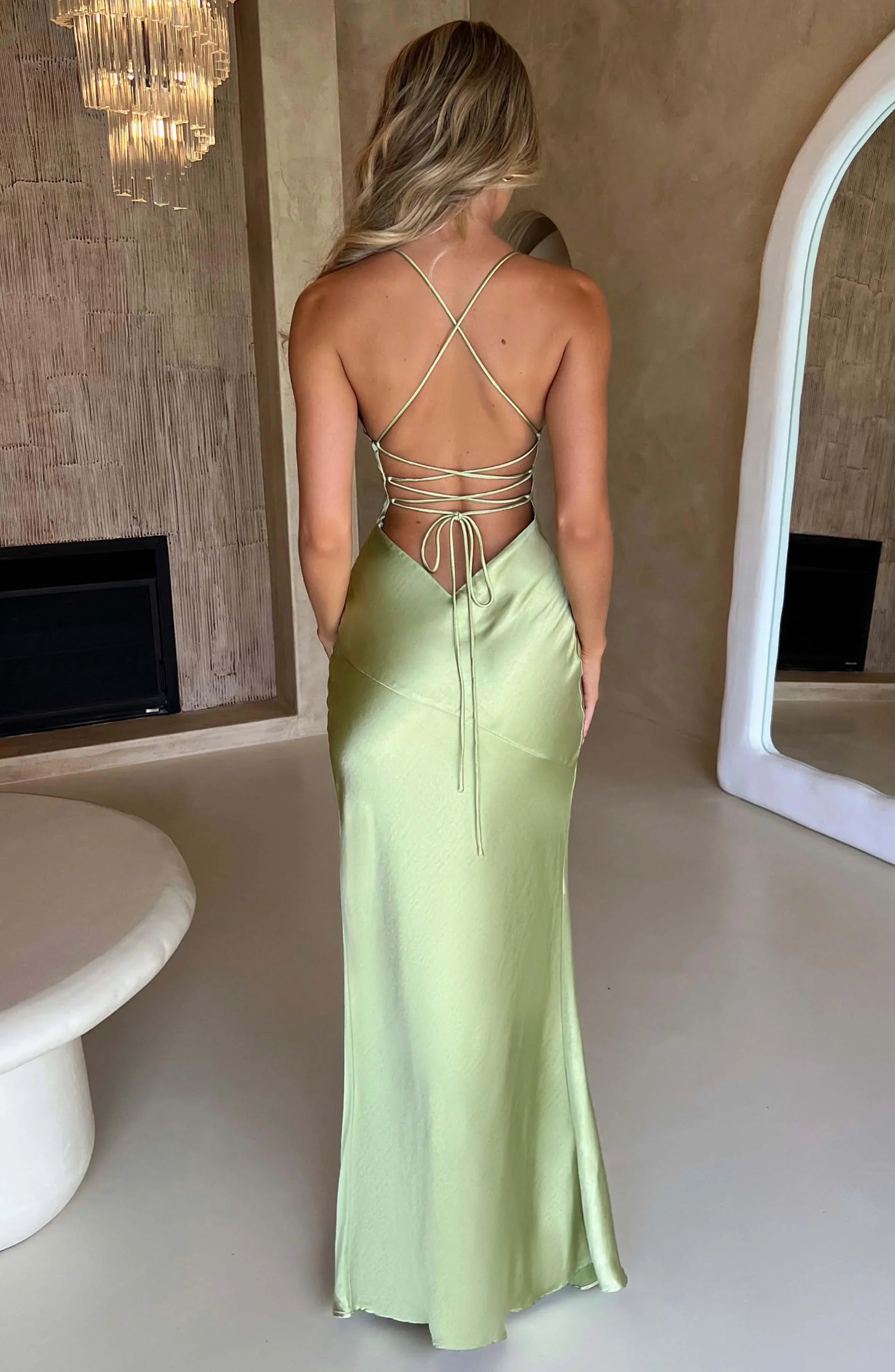 Daisy | Satin Plunge Maxi Dress with Thigh-High Split
