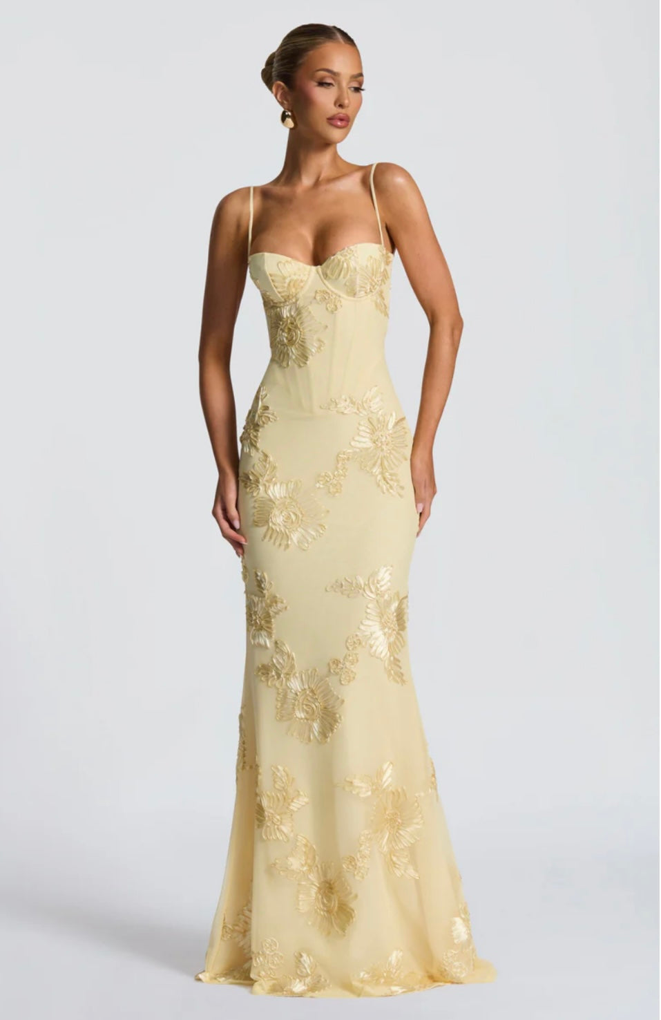 Justine | Underwired Corset Floral Appliqué Maxi Dress