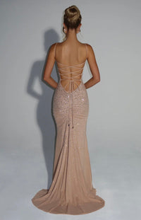 Josie | Sculpted Bodice Refined Opulence Shimmer Maxi Dress