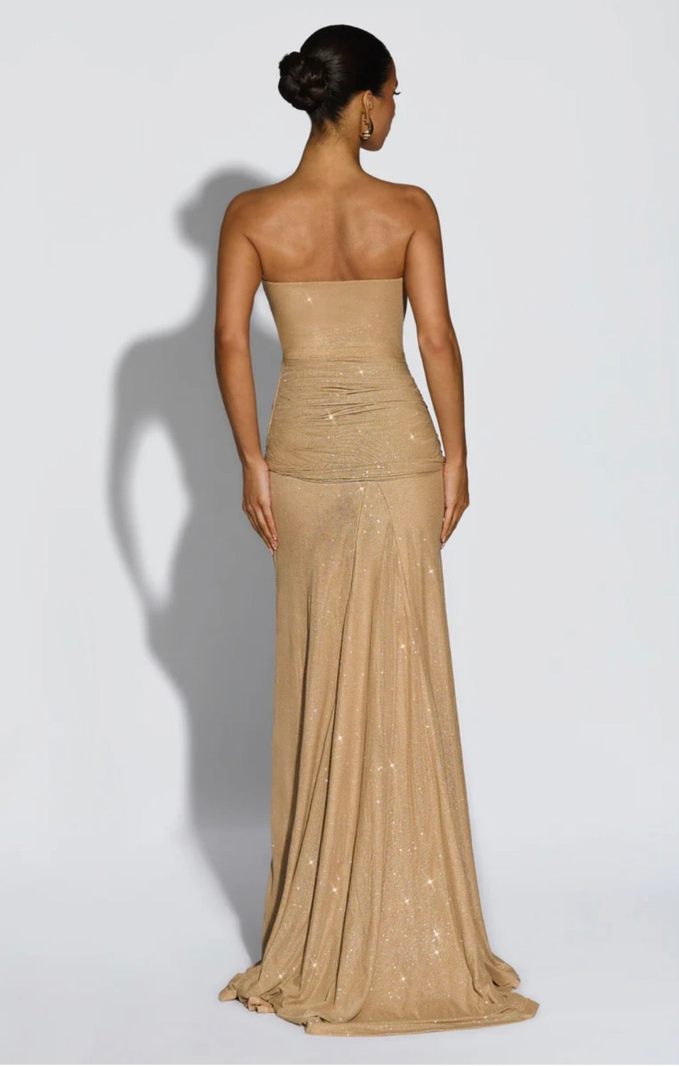 Giselle | Sculpted Silhouette Glittering Mesh Maxi Dress