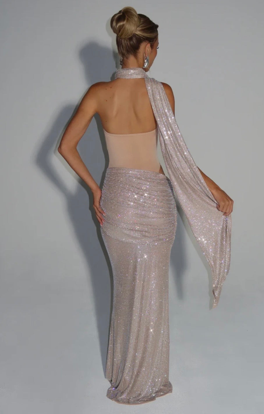 Estelle | Strapless Draped Panel Ruched Maxi Dress