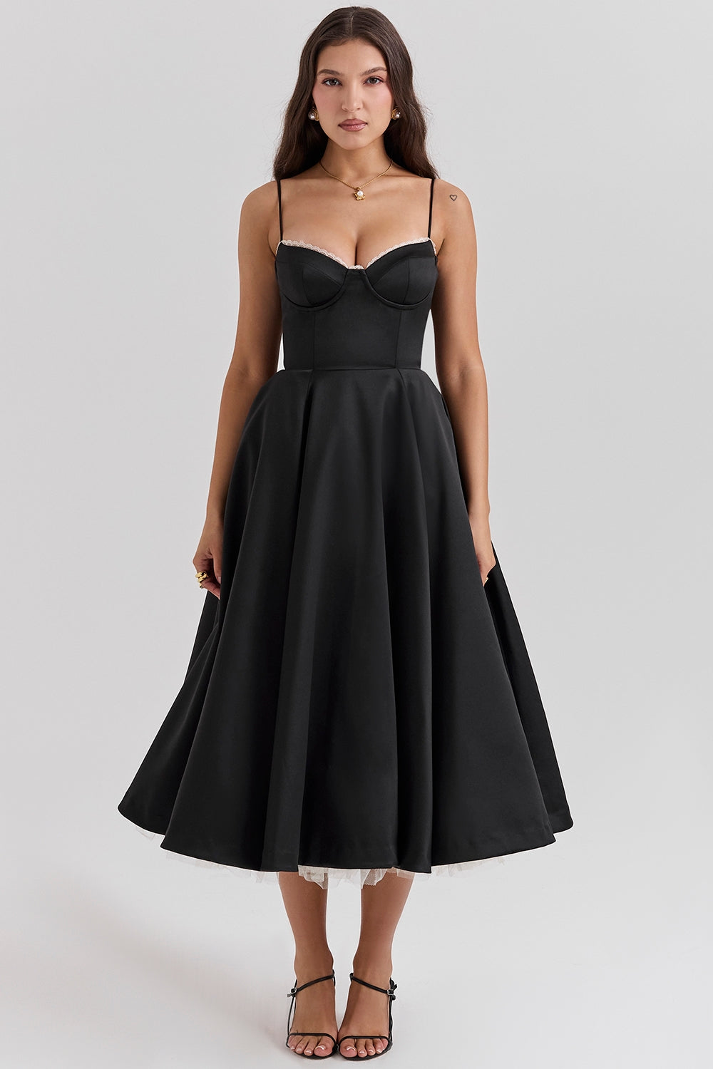 Daisy | Structured Bodice Luxurious Satin Corset Midi Dress