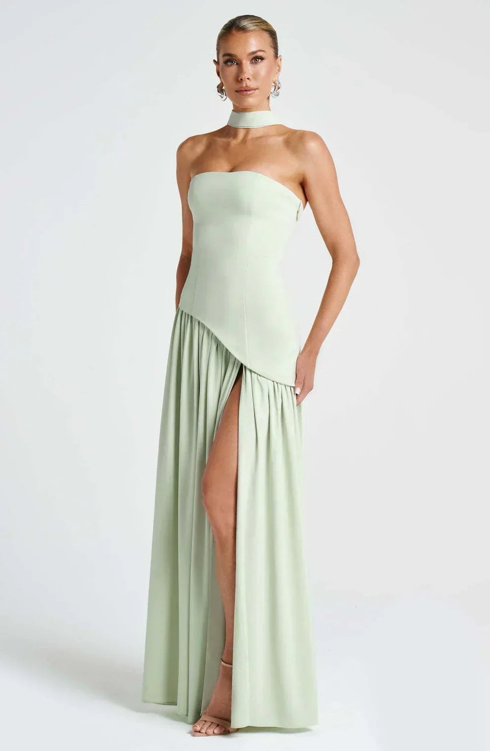 Donna | Asymmetrical Strapless Sculpted Maxi Dress
