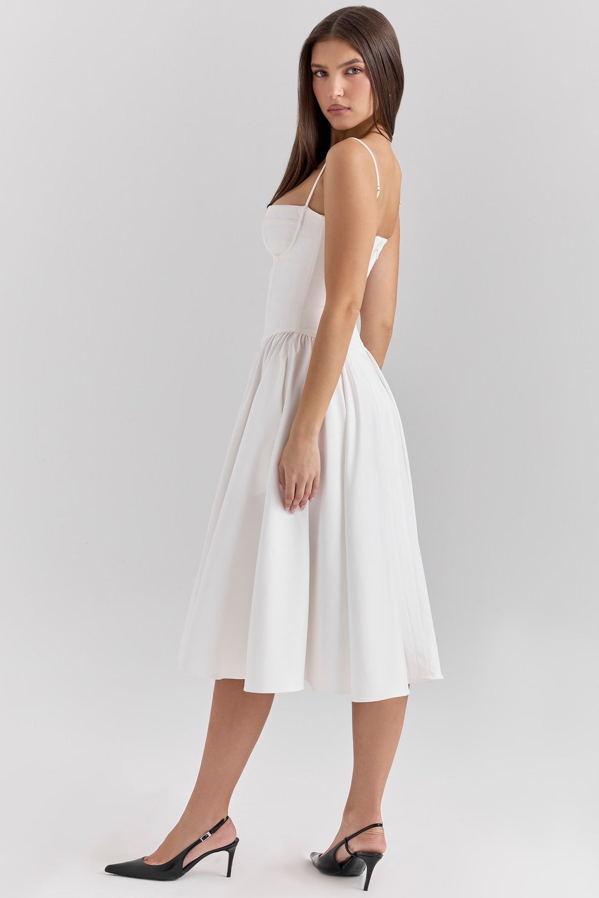 Charlotte | Underwired Sweetheart Twill Corset Midi Dress