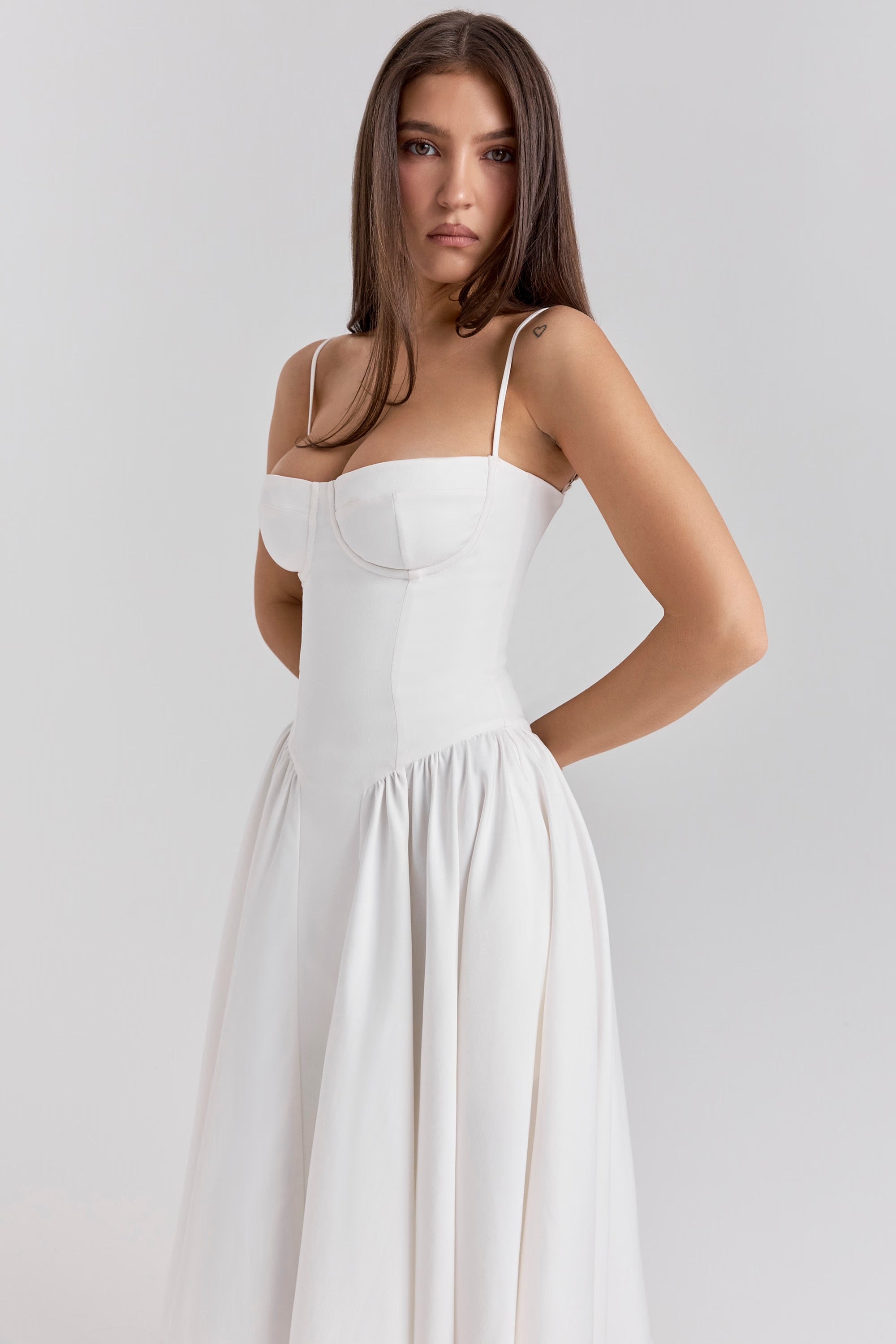 Charlotte | Underwired Sweetheart Twill Corset Midi Dress