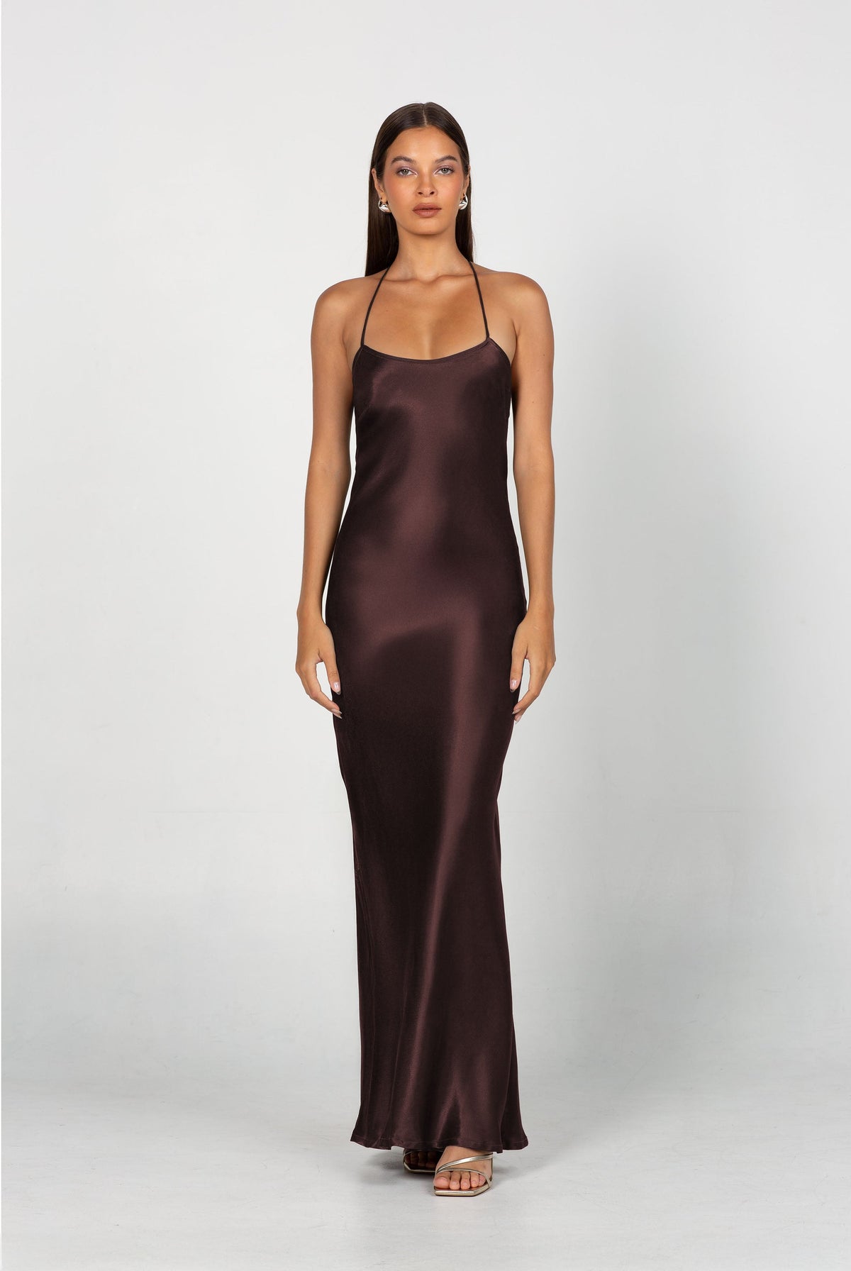 Euredice | Into Love Halter Maxi Dress High-Shine Satin Bridesmaid Gown