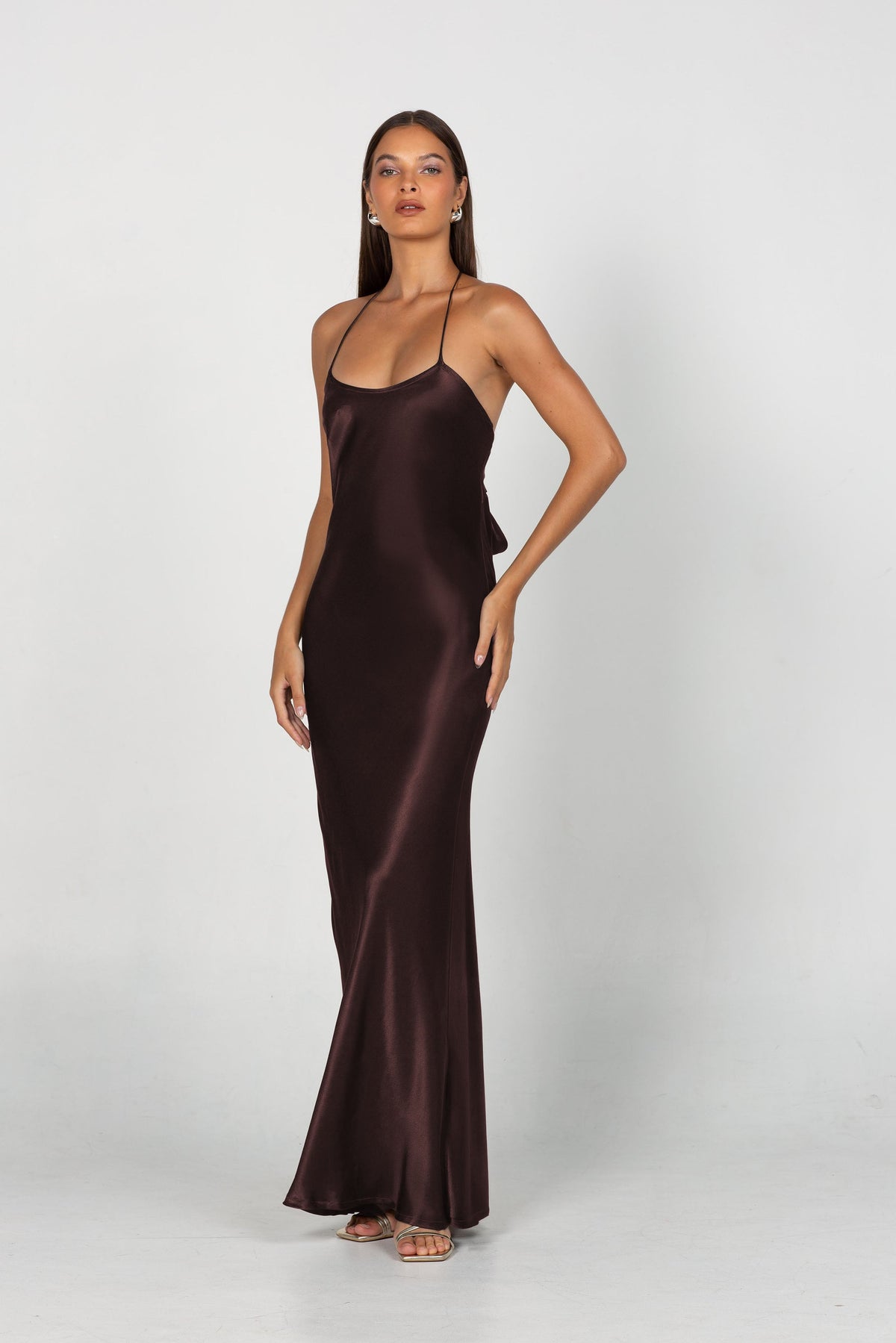 Euredice | Into Love Halter Maxi Dress High-Shine Satin Bridesmaid Gown