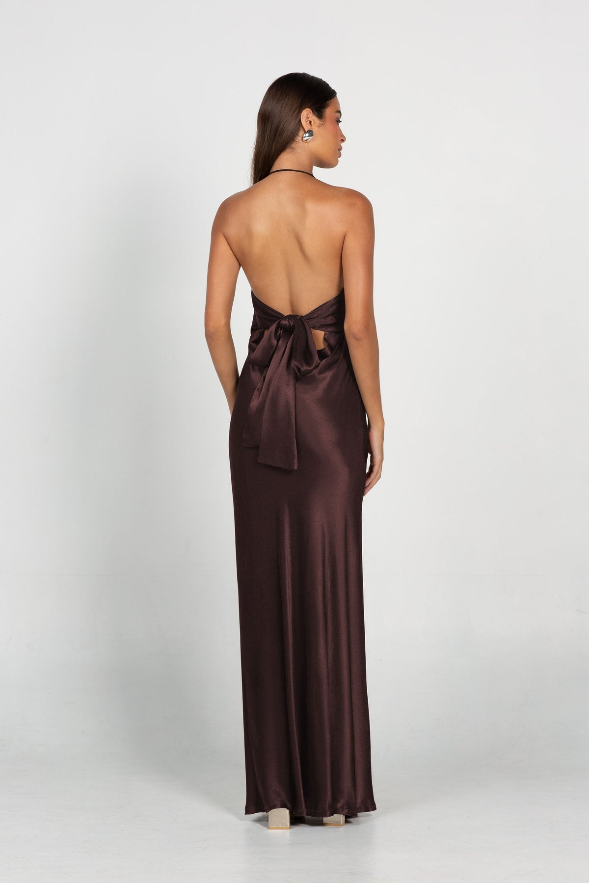 Euredice | Into Love Halter Maxi Dress High-Shine Satin Bridesmaid Gown