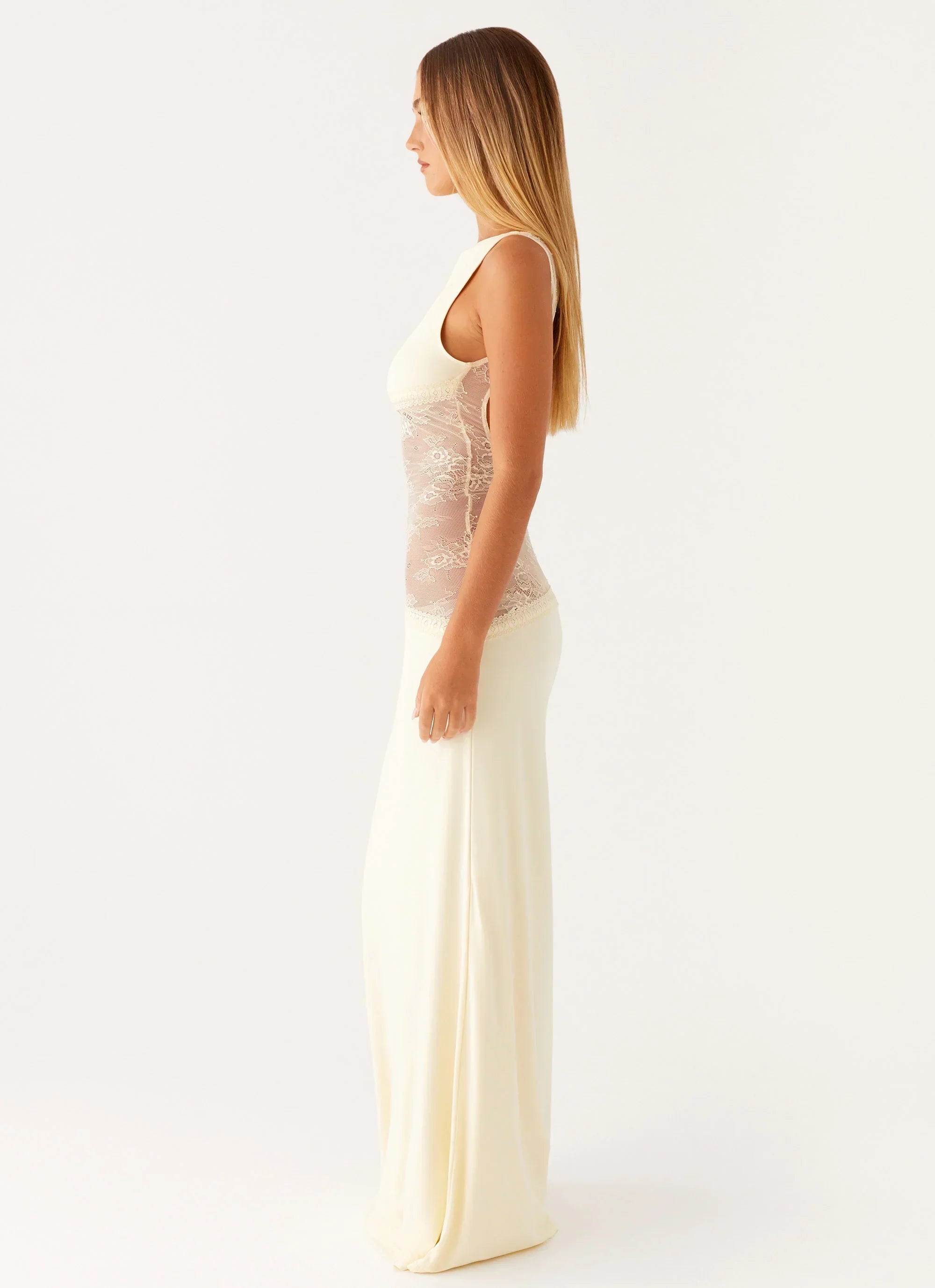 Lucinda | Open Back Lace Panel Maxi Dress