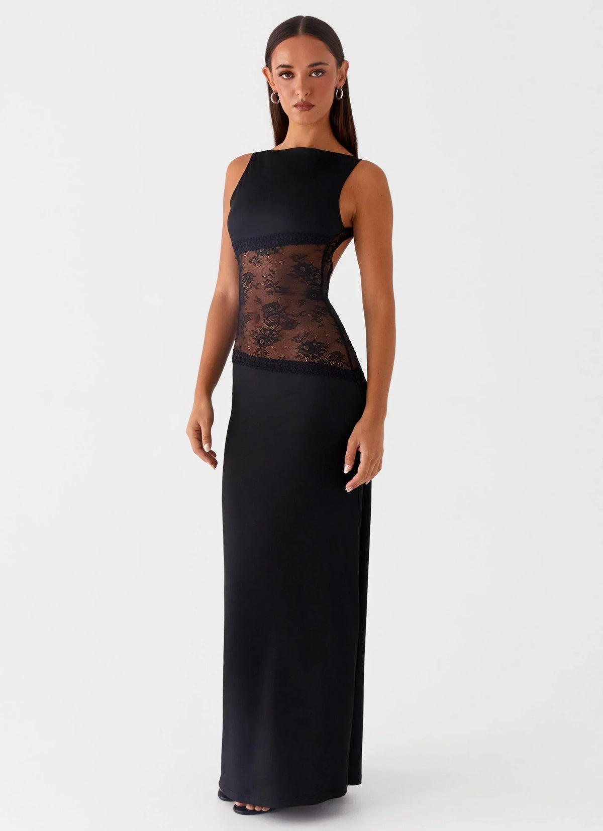 Lucinda | Open Back Lace Panel Maxi Dress