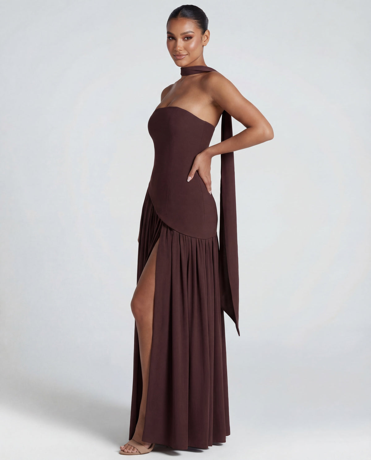 Aveline | Strapless Maxi Dress Thigh-High Split