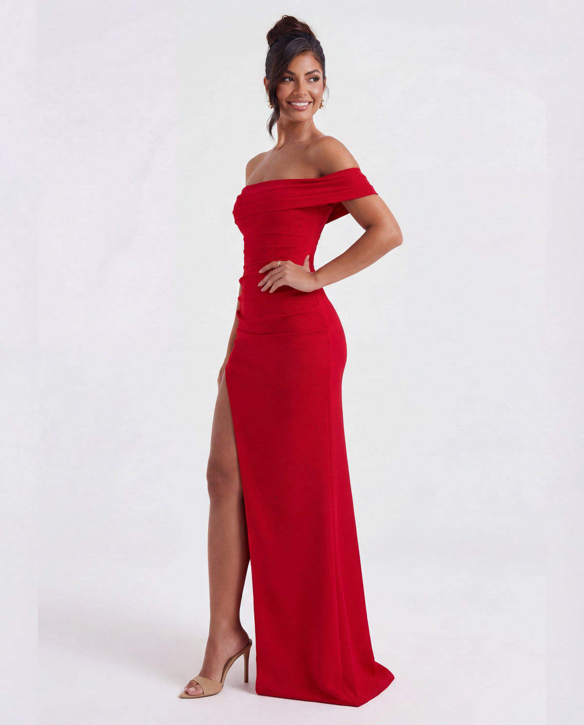 Belle | Bodycon Off-Shoulder Ruched Maxi Dress