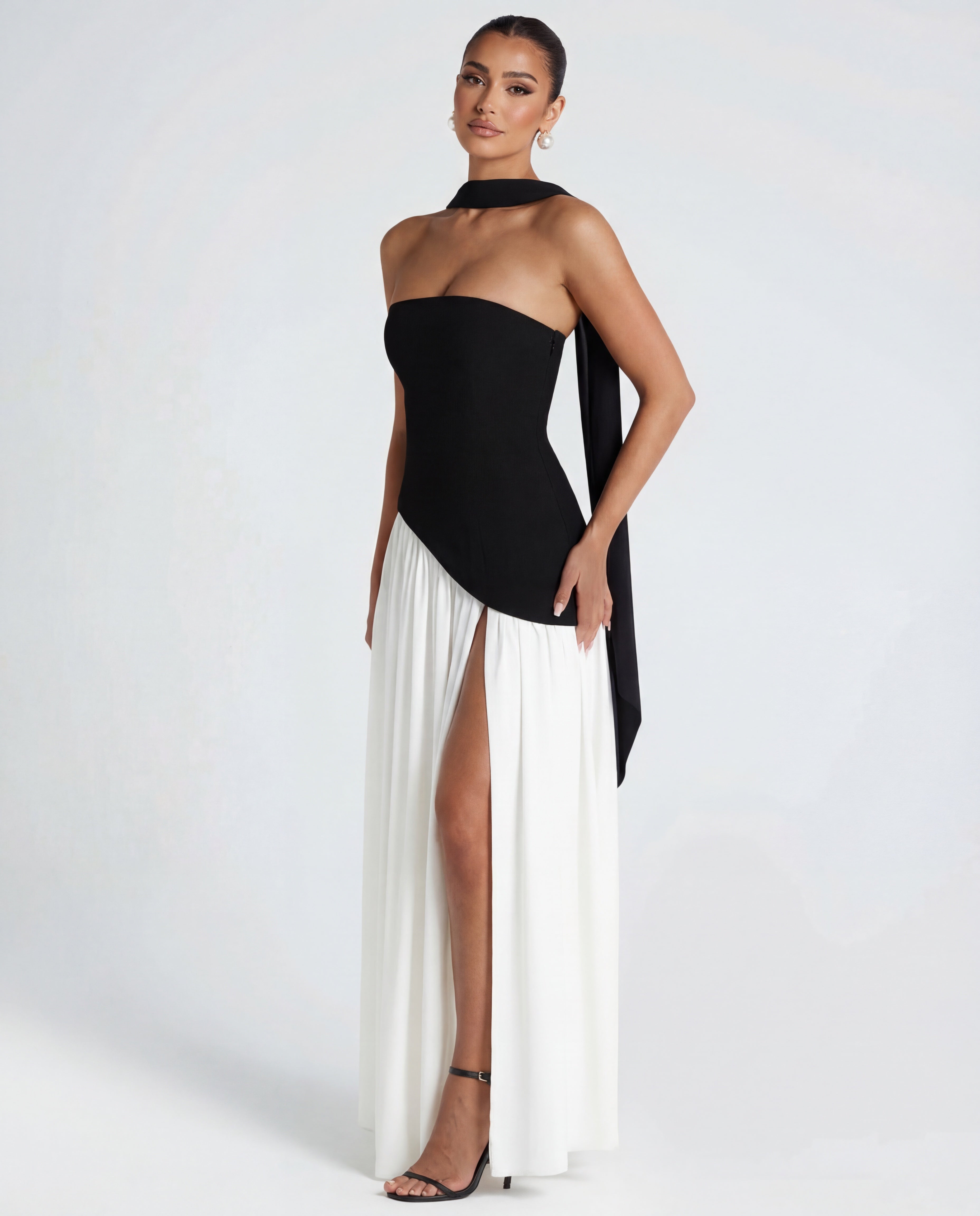 Aveline | Strapless Maxi Dress Thigh-High Split