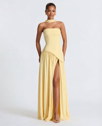Aveline | Strapless Maxi Dress Thigh-High Split