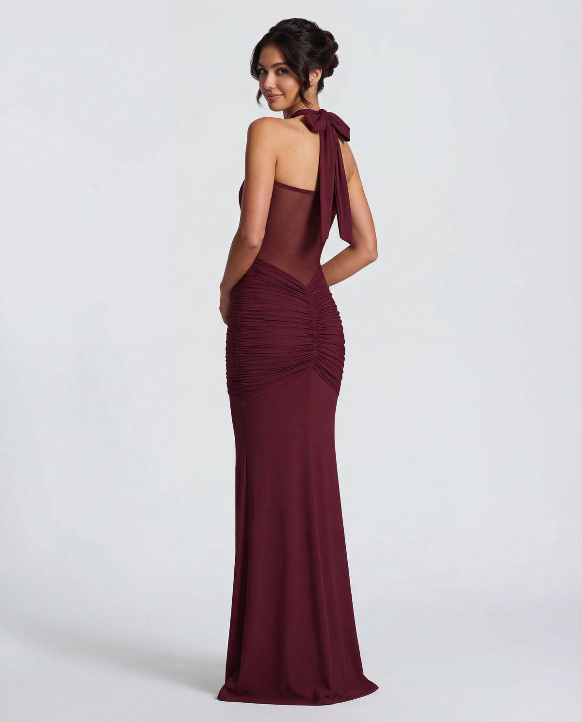 Rosabella |  Radiant Yellow Halter Neck Ruched Maxi Dress