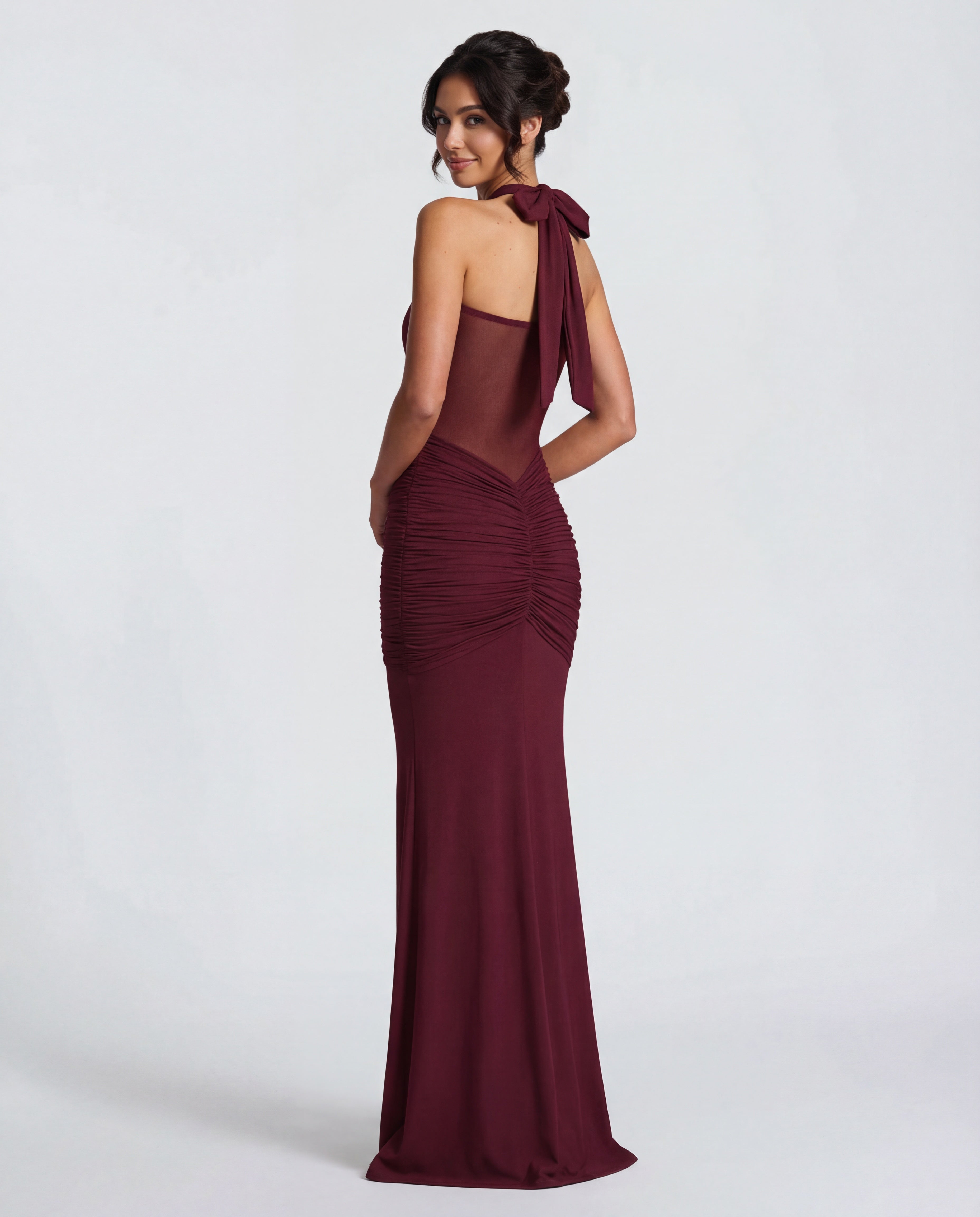 Rosabella |  Radiant Yellow Halter Neck Ruched Maxi Dress