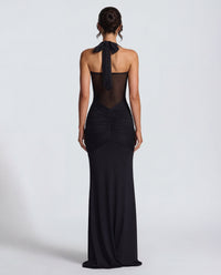 Rosabella |  Radiant Yellow Halter Neck Ruched Maxi Dress