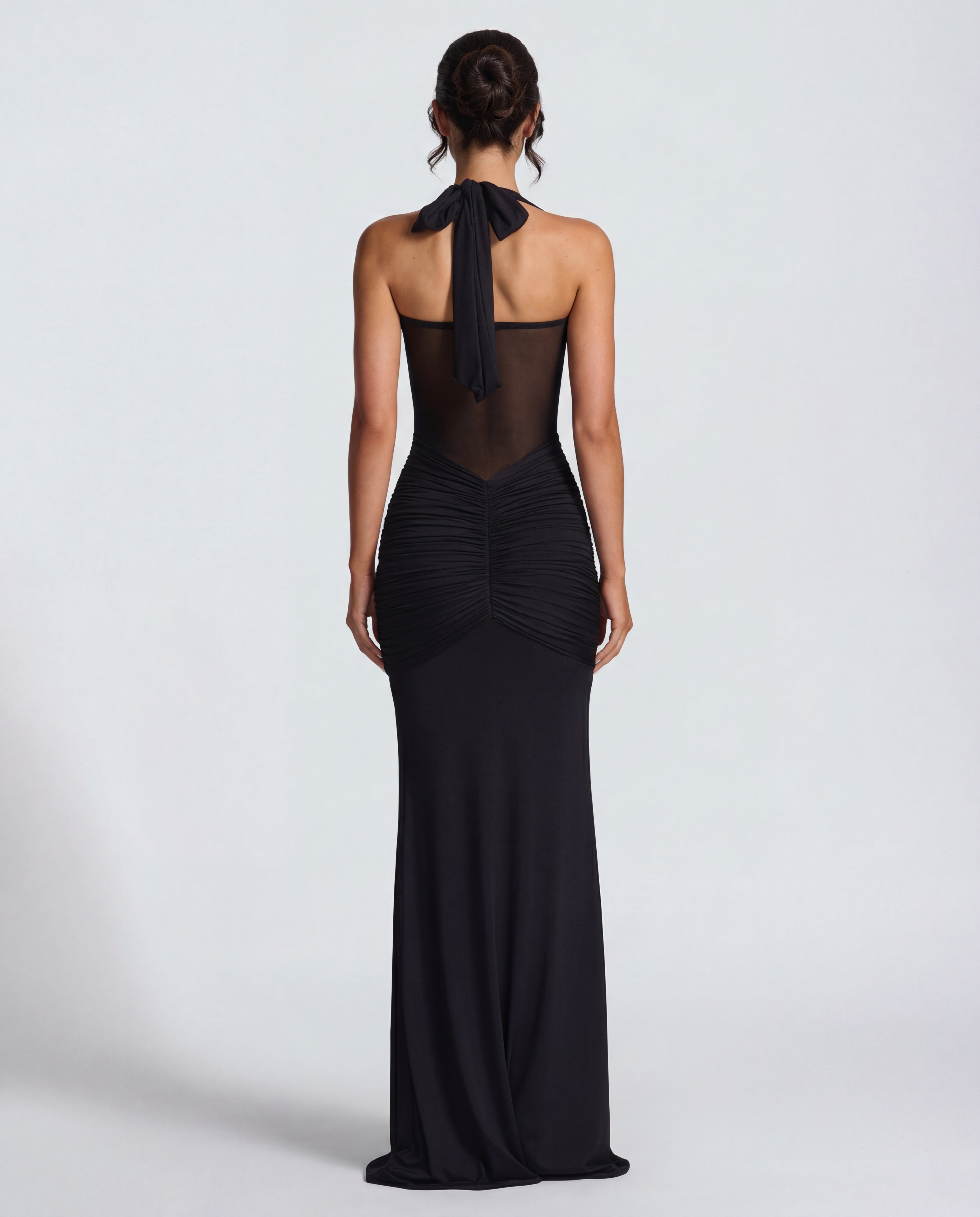 Rosabella |  Radiant Yellow Halter Neck Ruched Maxi Dress