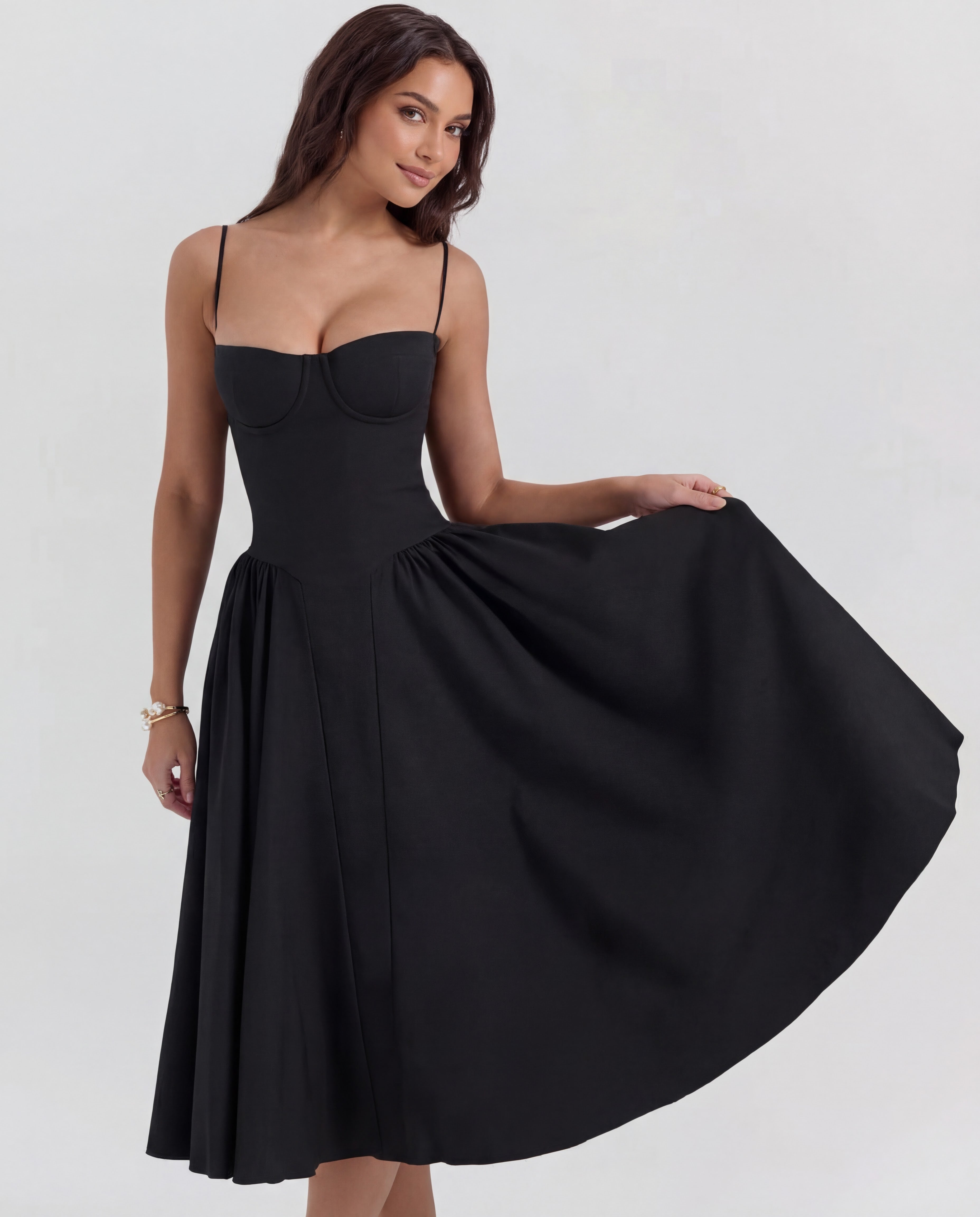 Amaria | Underwired Sweetheart Neckline Corset Midi Dress