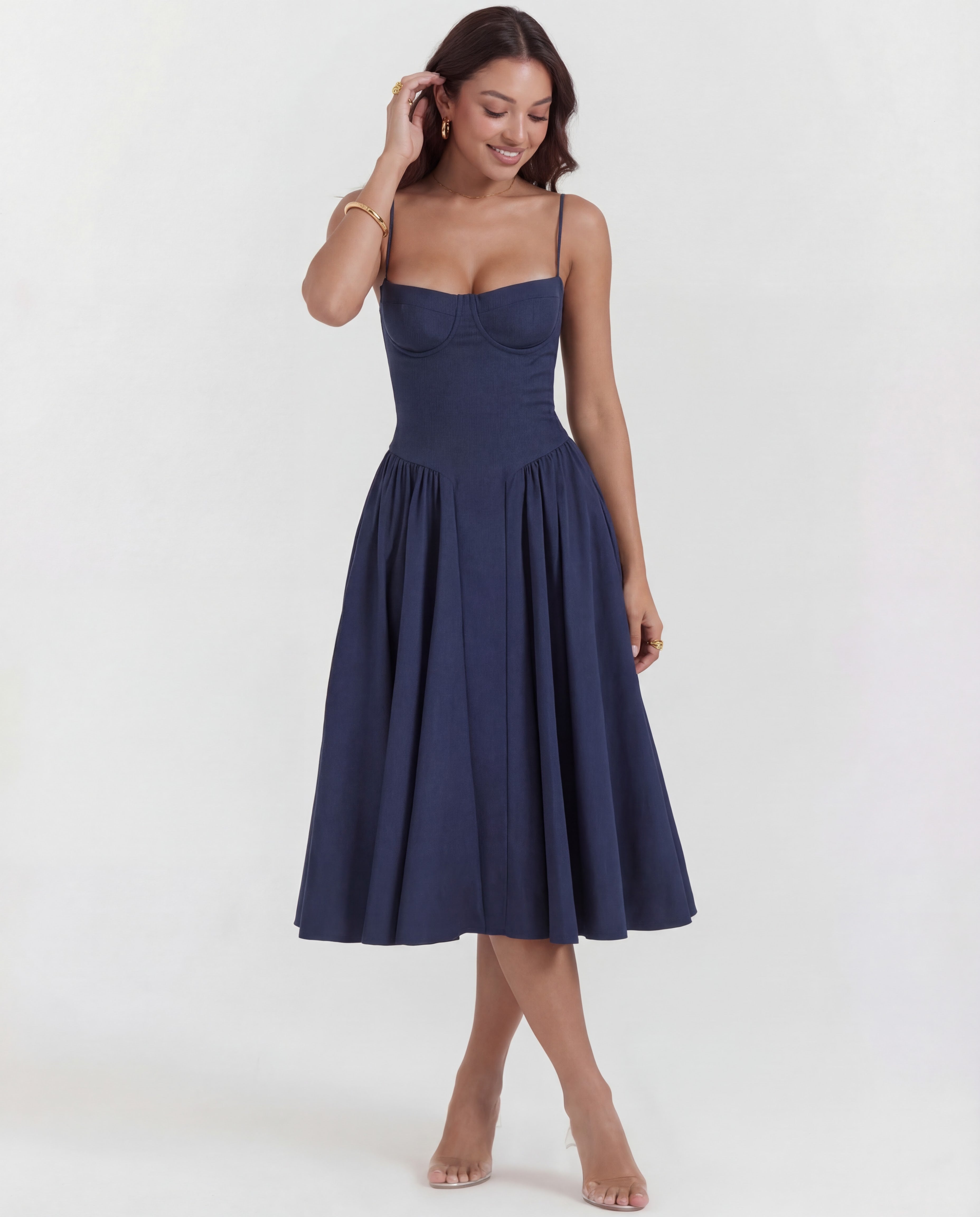 Amaria | Underwired Sweetheart Neckline Corset Midi Dress