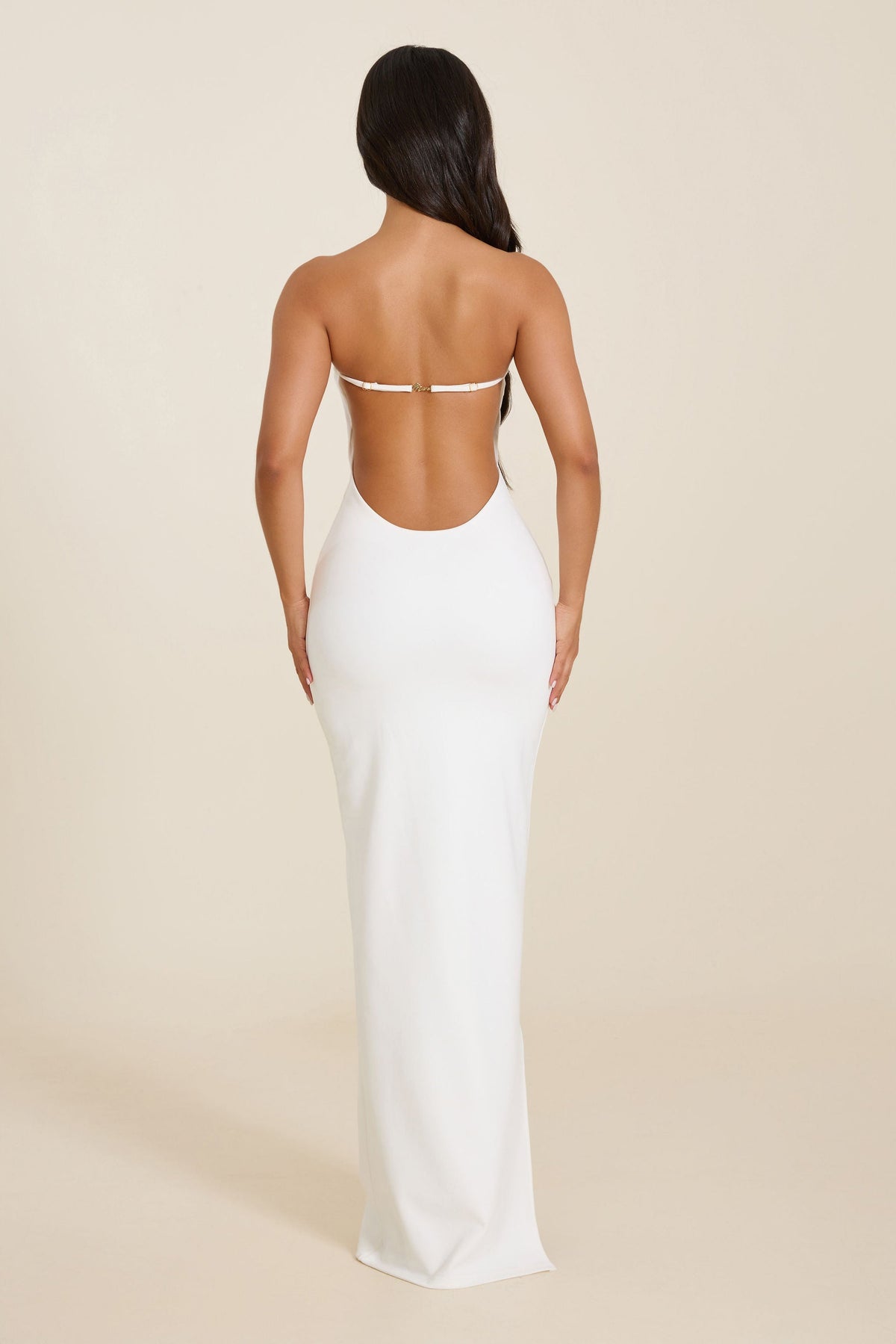 Darlene | White Sculpted Strapless Maxi Dress