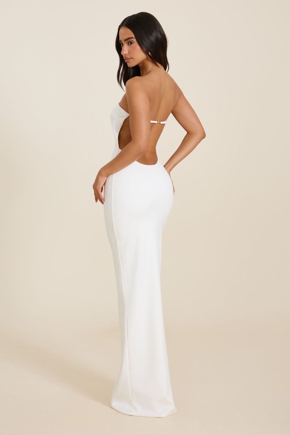 Darlene | White Sculpted Strapless Maxi Dress
