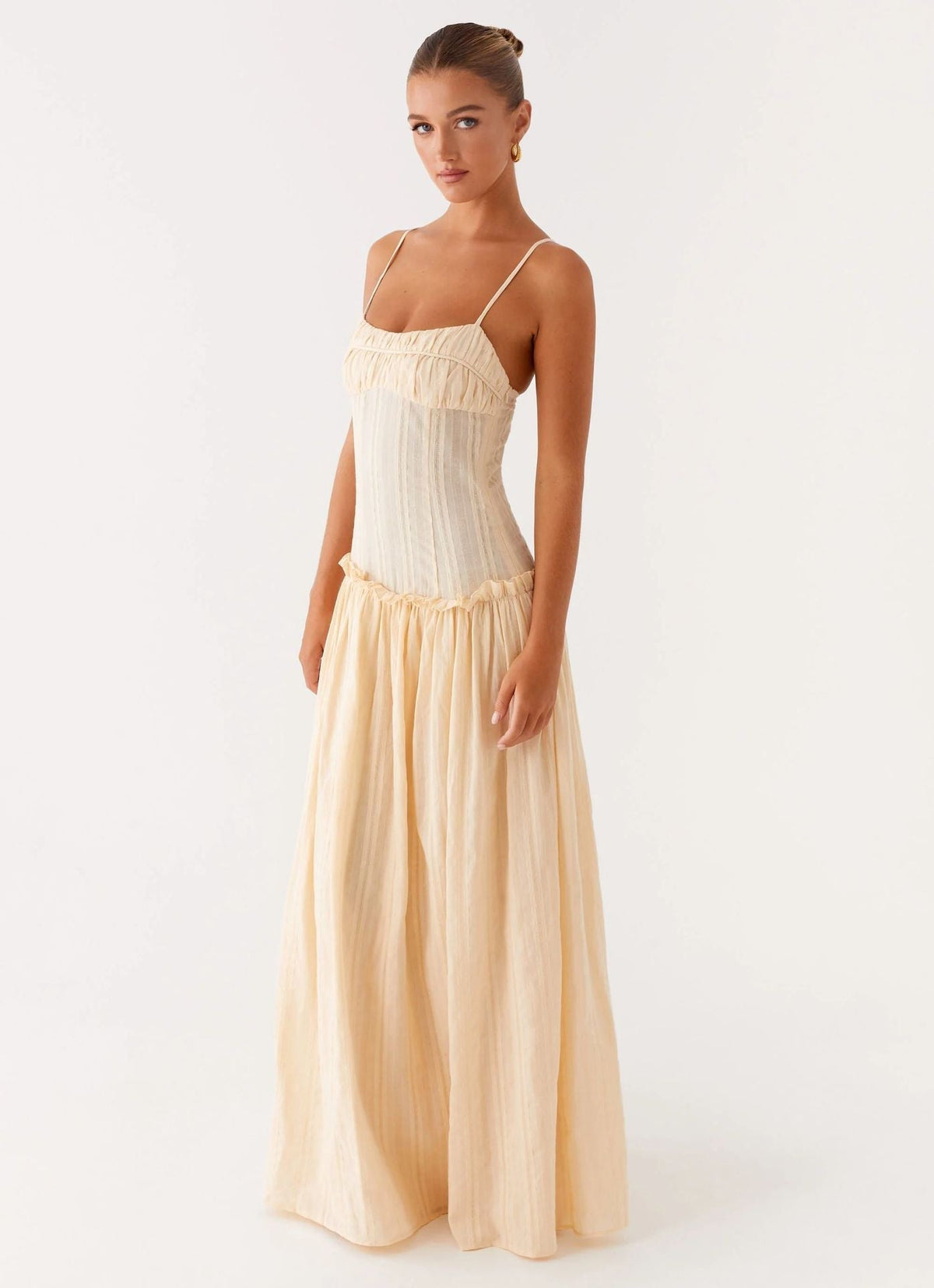 Jamy | Elegant Back Slip Color-Block Maxi Dress