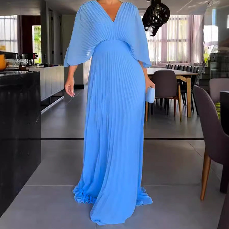 Maddy | Sophisticated Summer Vibrant Pleated Maxi Dress
