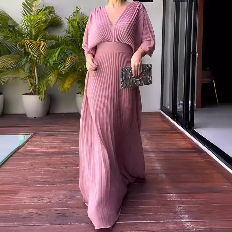 Maddy | Sophisticated Summer Vibrant Pleated Maxi Dress