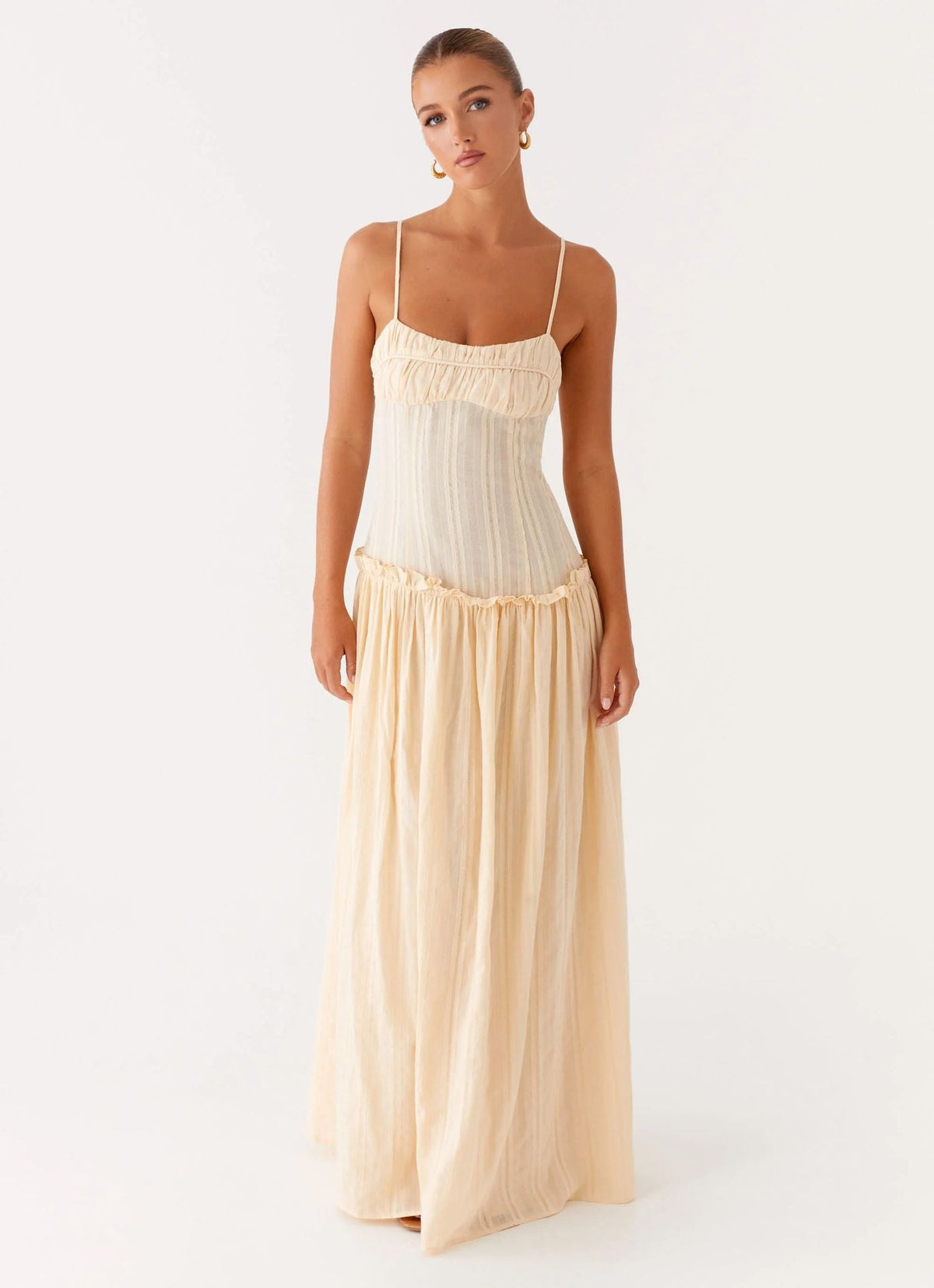 Jamy | Elegant Back Slip Color-Block Maxi Dress