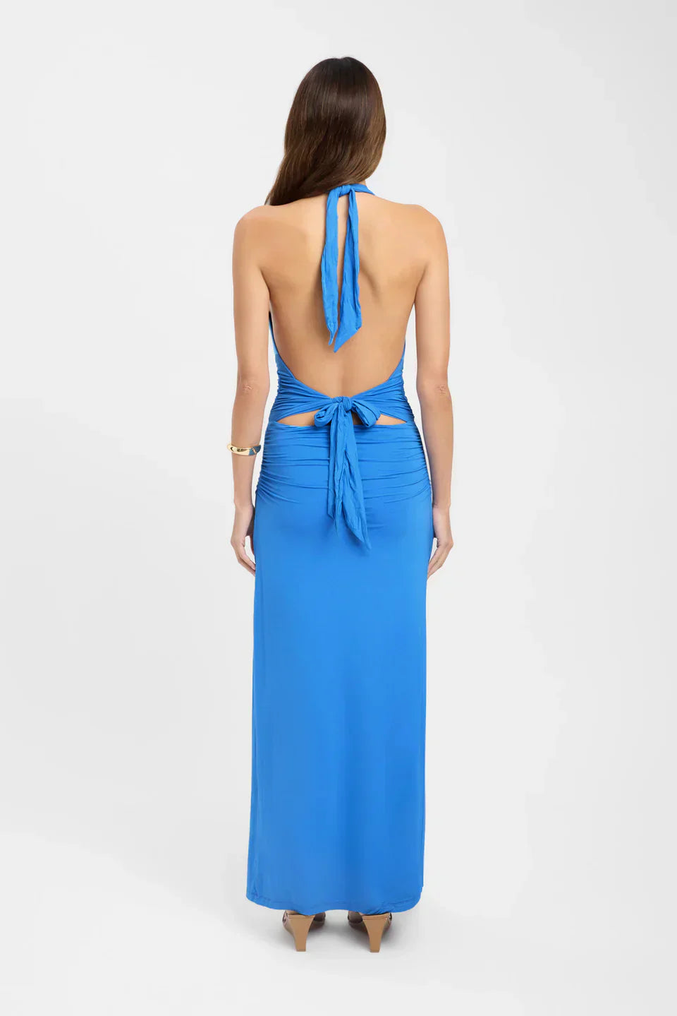 Ophelia | Open Back Ruched Plunging Maxi Dress
