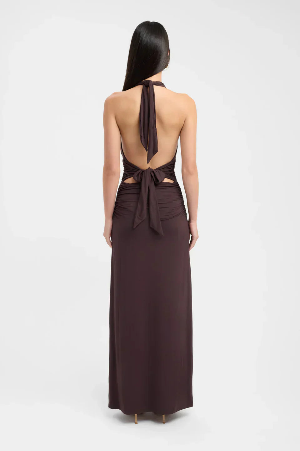 Ophelia | Open Back Ruched Plunging Maxi Dress