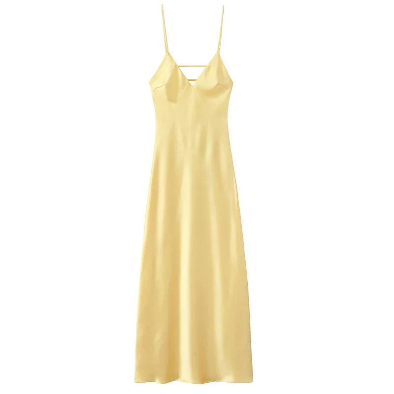 Lumière |Timeless Silk-Finish Lumière Luminous Slip Maxi Dress