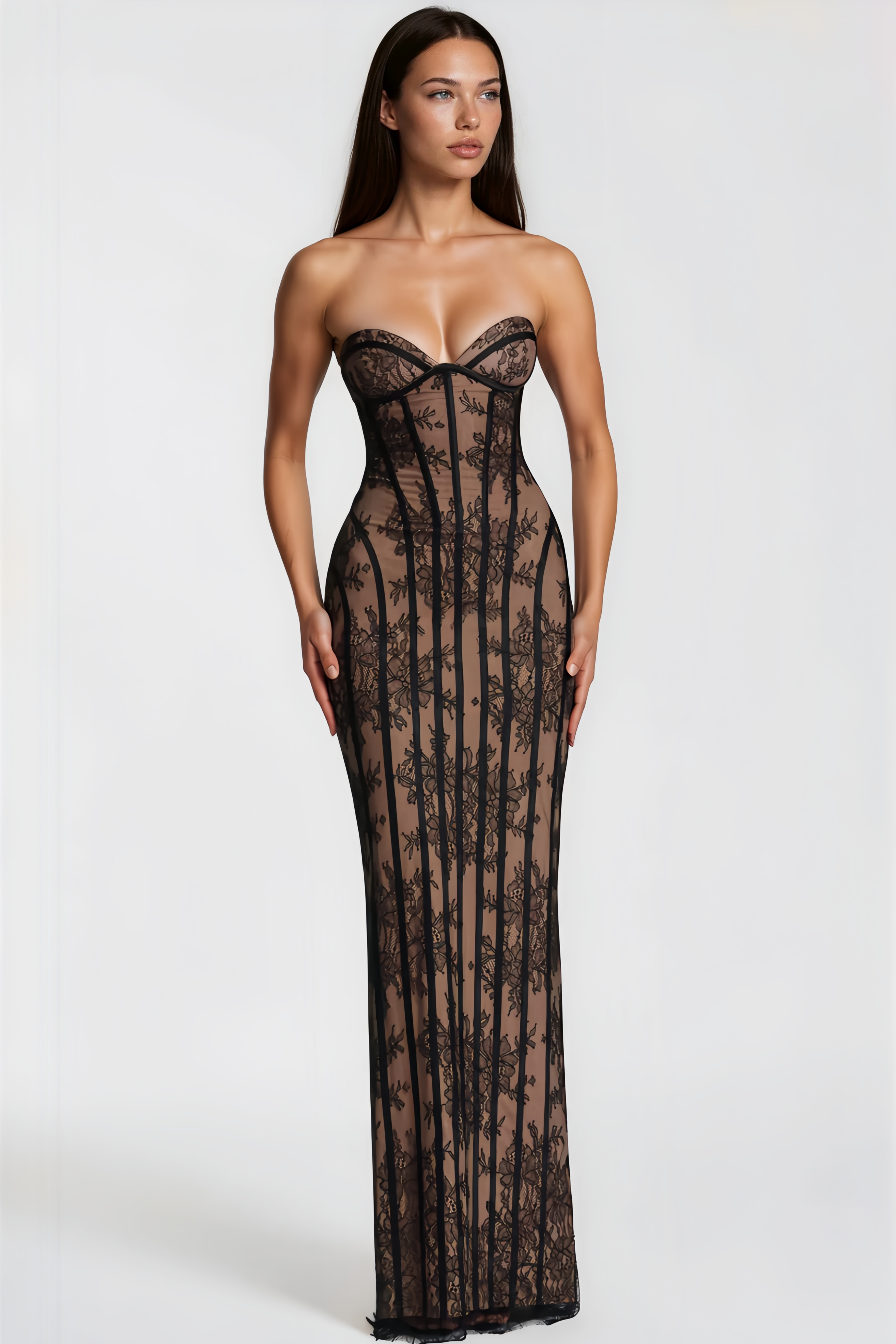 Urszula | Black Off-Shoulder Floral Lace Maxi Dress