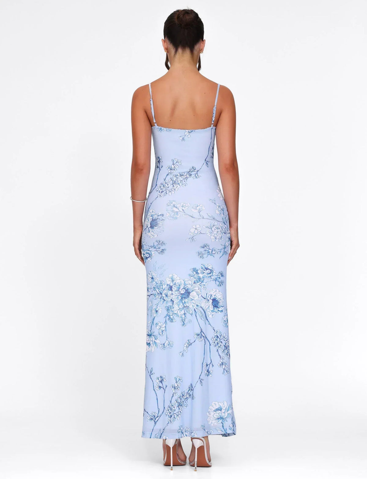 Julie | Elegant Printed Sleeveless Rose Stripe Flowy Maxi Dress
