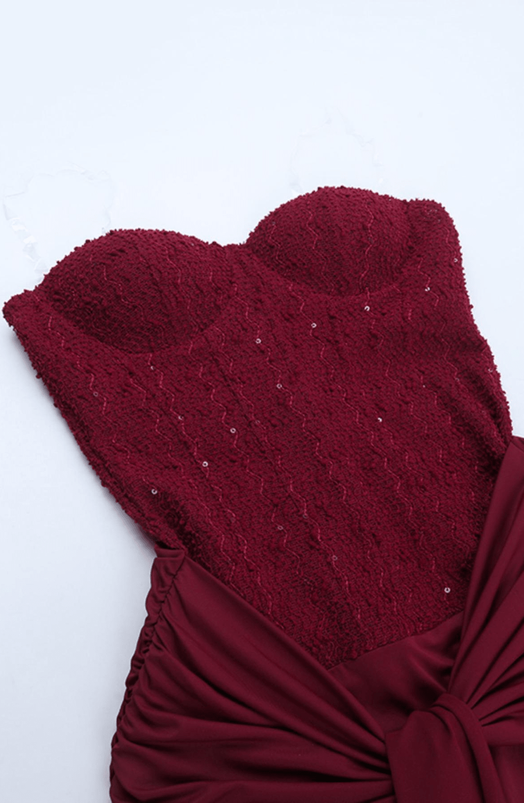 Allegra - Burgundy beaded bodice detail