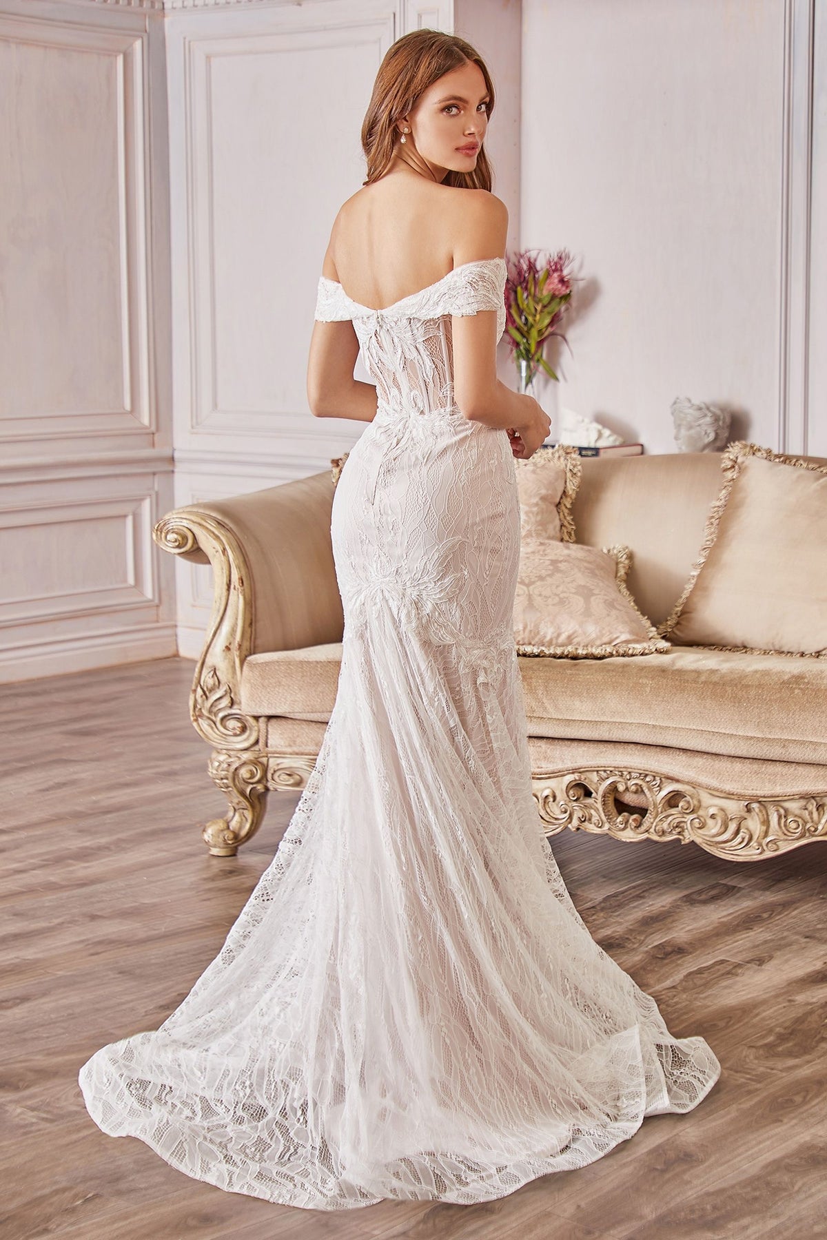 Jolie | Mermaid Silhouette Lace Embroidered Off-Shoulder Maxi Dress